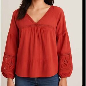 AND THE WHY  Rust Boho Blouse